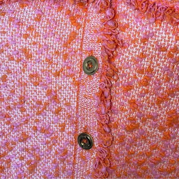 ST. JOHN Collection boucle blazer jacket Women Tweed Pink Coral Orange SZ S - Picture 5 of 12
